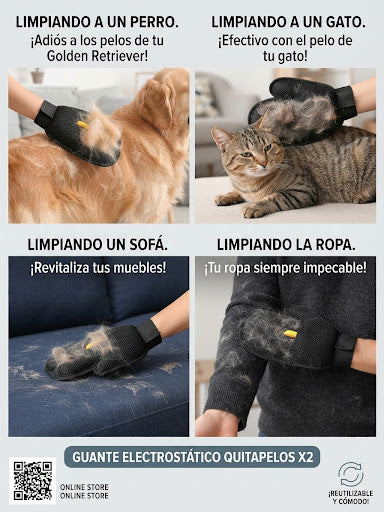 🐾 Guante Electroestático Quitapelos X2🐶🐱