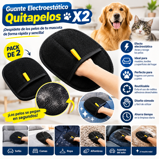 🐾 Guante Electroestático Quitapelos X2🐶🐱